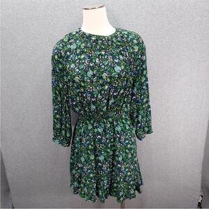 Zara Black Dress with Green and Blue Paisley Pattern